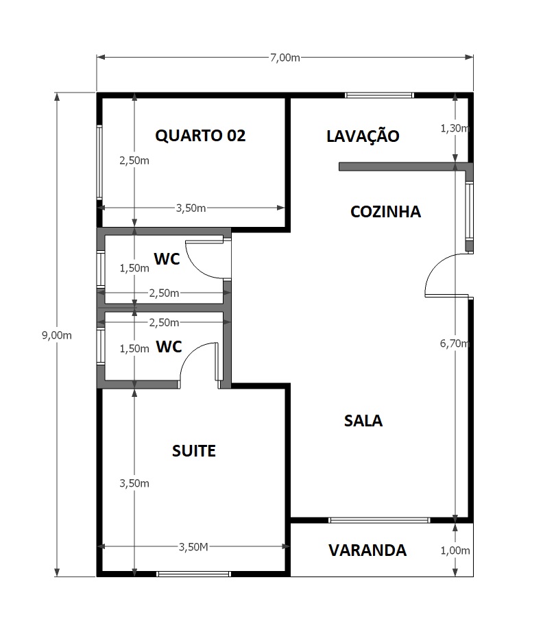 63,00 m² - 02 Quartos